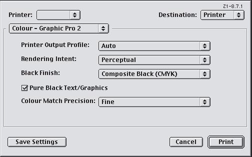 4. No menu [Finalização de pretos], escolha a sua definição preferencial. MAC OS 9 (GRAPHIC PRO) 1.