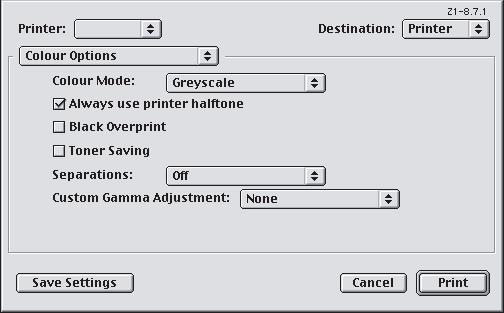 MAC OS 9 1. Em seu programa aplicativo, escolha [Arquivo] [Imprimir]. 1 2 3 4 2.