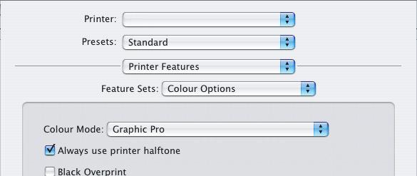 MAC OS X criado um perfil da impressora próprio usando um software de criação de perfil, selecione-o aqui e escolha um tipo de composição (consulte a página 65).