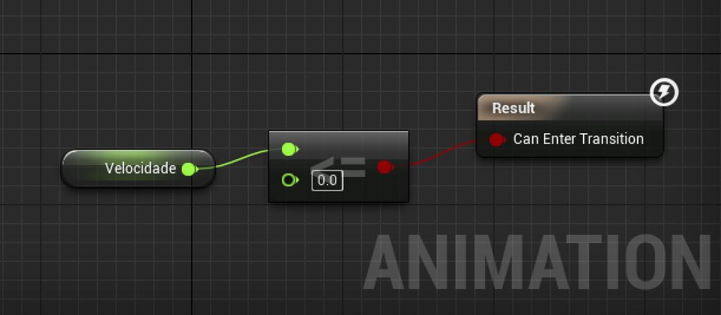 De forma Similar repita este processo para as duas setas que ligam o estado Walk ao estado Iddle e novamente dê um Get Velocidade, mas dessa vez a condição deve ser float <= float.