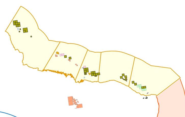 5%de área contratada Área: ~ 2,5 milhões km² Área Contratada: ~ 0,09 milhão km² 2 Santos Campos MARGEM LESTE Bacias de Nova