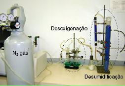 51 b a Figura 7: (a) Sistema para desoxigenação e (b) secagem do nitrogênio 2.