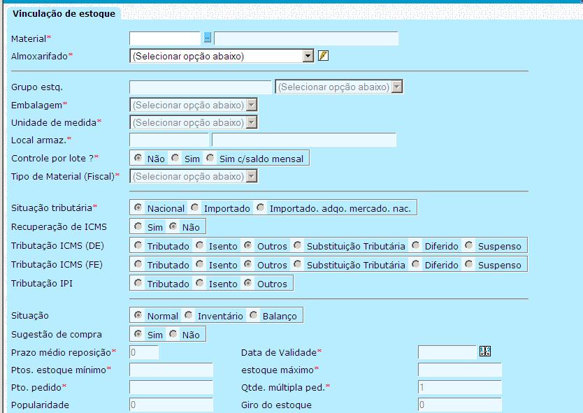 Acessar: Cadastro básico / regras de negócios