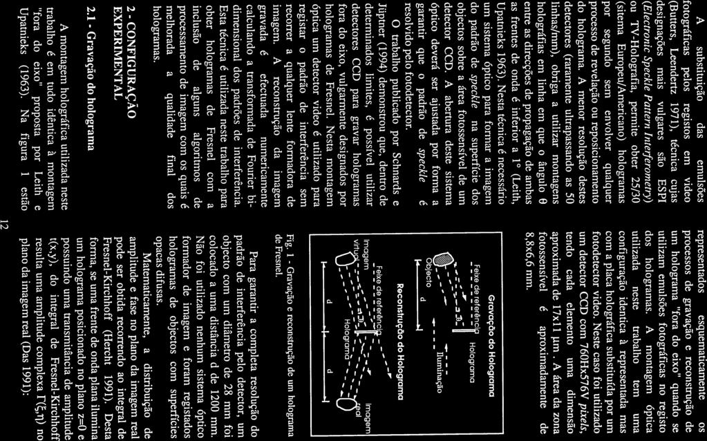 12 (Butters, Leendertz 1971), técnica cujas fotográficas pelos registos em video (Electronic Speckle Pattern Intetferometty) designações mais vulgares são ESPI (sitema Europeu/Americano) hologramas