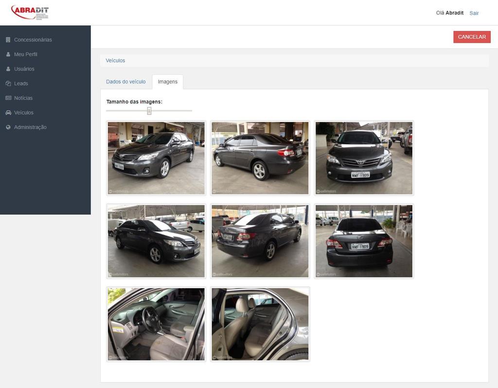 Nesta mesma página é possível visualizar através de uma aba, as fotos do veículo acessado. 7.
