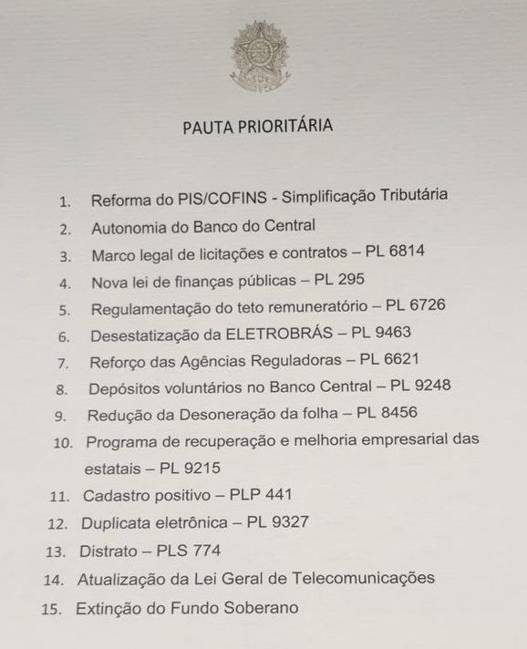 Pautas Prioritárias Pauta do Governo Pauta da Câmara 1) Regulamentação do sistema integrado ou segurança pública (PL 7069/2017) 2) Anteprojeto de lei sobre o combate ao tráfico de drogas e armas no