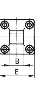 Esquadros (interiores) para cilindros com um diâmetro de pistão de 32 a 100 mm Pistão B C D E F G H K Peso