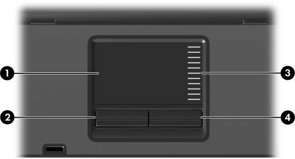 s Dispositivos Apontadores TouchPad (somente modelos selecionados) 1 TouchPad* Move o apontador e seleciona ou ativa itens na tela.
