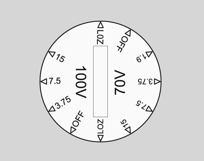 THE SPEAKER IS SUPPLIED IN LOW IMPEDANCE MODE. NEVER CONNECT THE SPEAKER TO A 70/100 VOLT AMPLIFIER WHILE IT IS SET FOR LOW IMPEDANCE. 5.