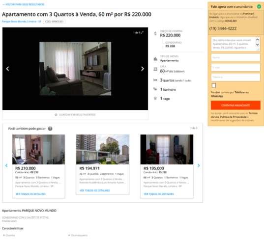 fls. 481 ELEMENTO COMPARATIVO 5) Tipo: Apartamento Attuale Residencial Limeira; Valor: R$220.