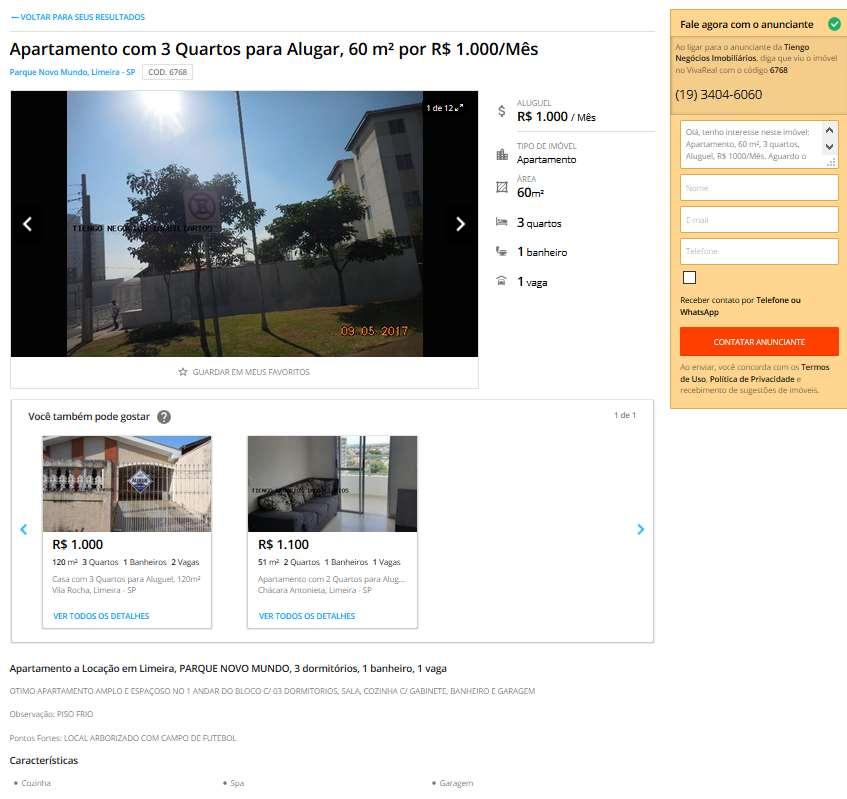 fls. 495 ELEMENTO COMPARATIVO 3) Tipo: Apartamento Attuale Residencial Limeira 03 dormitórios; Valor: R$1.