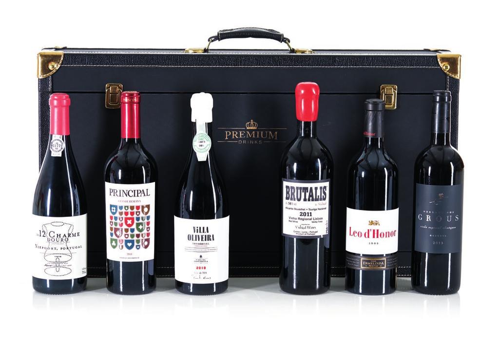 CATÁLOGO DE NATAL 2017 CATÁLOGO DE NATAL 2017 GARRAFEIRA COLLECTION PREMIUM 01 Mala em Pele p/ 6 Garrafas Premium Drinks - 1 unidade, Vinho Tinto Alentejano Herdade dos Grous Reserva - 1 garrafa 75