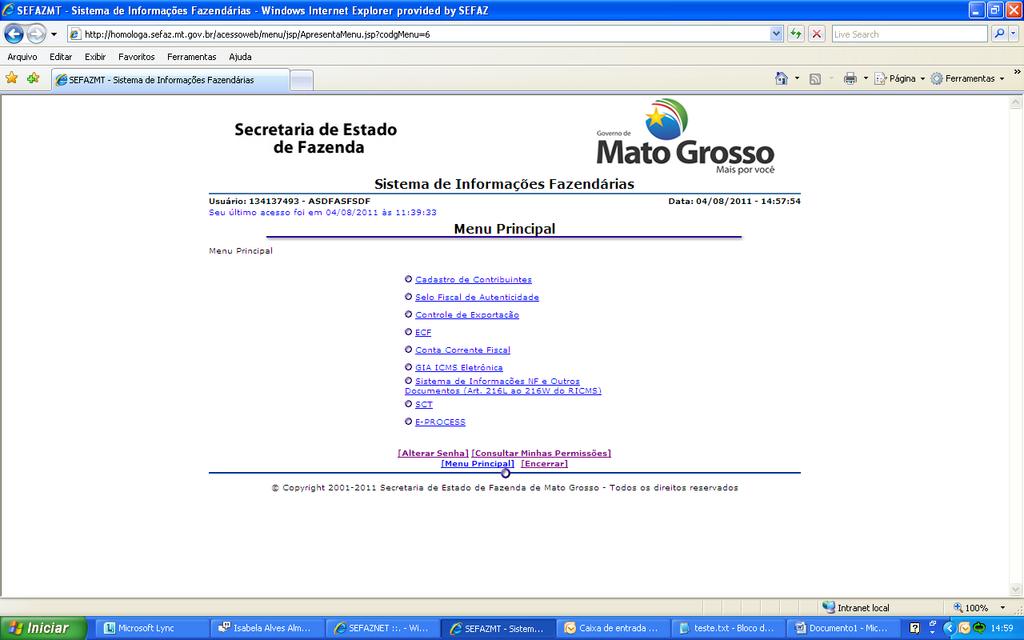 MANUAL E-PROCESS CONTRIBUINTE PELO SERVIDOR FAZENDÁRIO INCLUSÃO DE PROCESSOS 1 Ao acessar o servidor fazendário, selecionar a opção e-process, conforme demonstrado na tela abaixo: Aparecerá o menu