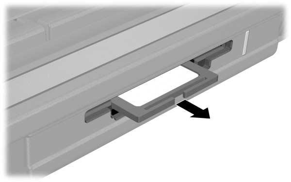 Componentes de hardware Remover a placa de memória digital opcional ÄATENÇÃO: Para evitar a perda do trabalho ou bloqueio do sistema, interrompa o funcionamento da placa de memória digital antes de