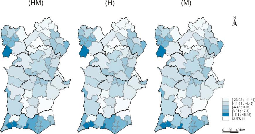 113 Figura 2 Taxa de crescimento efectivo, no SUL, entre 2001 e 2011 (HM) (H) (M) 2011 SUL: Quantos somos? Onde vivemos?