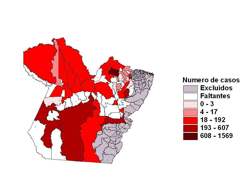 (ii) Dados de Área Figura 2: Modelagem do número de casos de malária no