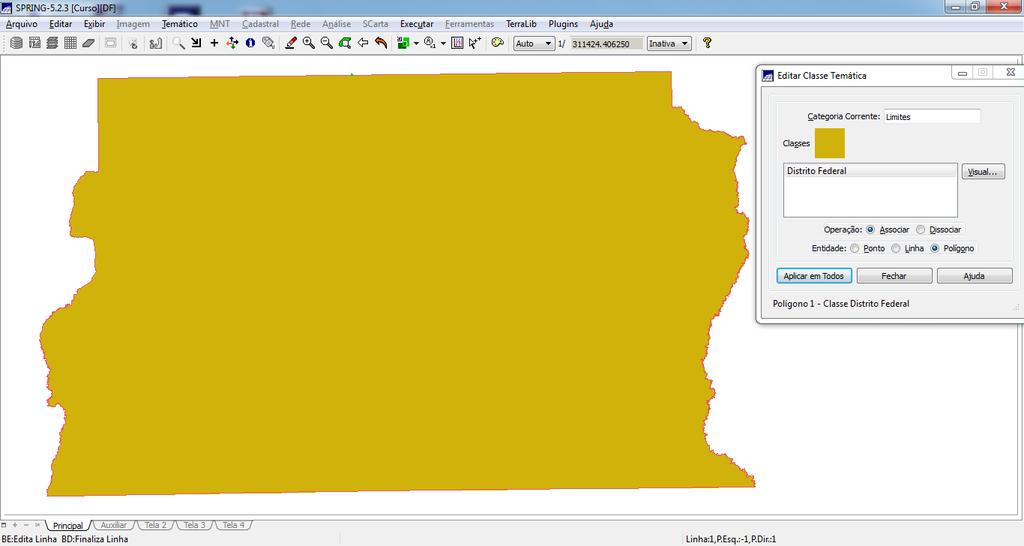 Figura 9: Associar o polígono a uma classe Figura 10: Limite_DF corrigido e ativo 4.