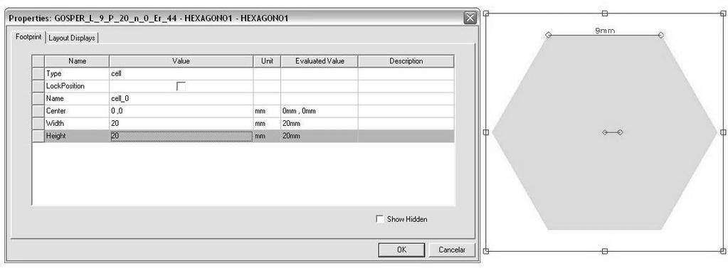 9 mm P Y=20 mm 12,73 mm P X=20 mm Fig. 4.3: Tela do software Ansoft Designer mostrando os parâmetros usados no início do projeto.
