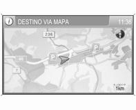 Navegação 65 Seleccione a opção de menu Destino no mapa. É apresentado o menu DESTINO VIA MAPA, que mostra um mapa da área próxima da posição actual.