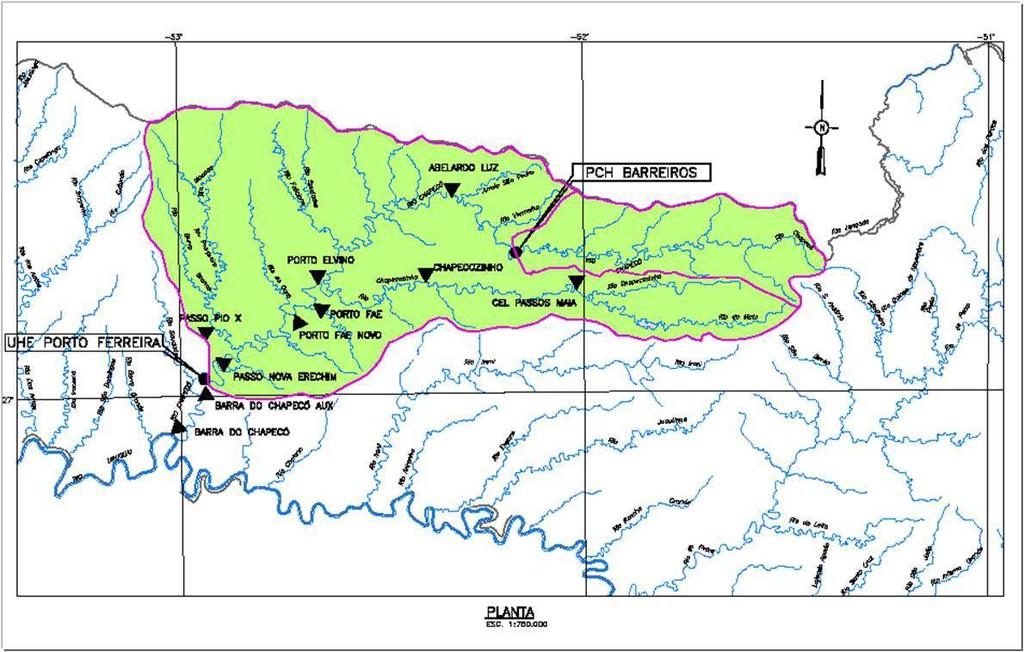 Disponibilidade de Dados Disponibilidade de Dados Hidrológicos Serra da Fartura Rio Chapecó Rio Chapecózinho Serra do Chapecó Serra do Gregório Rio Uruguai Características Fisiográficas da Bacia