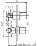 empotrable - Quadra cromado / chrome 139 16 021 Misturadora termostática de banho/duche embutido - Quadra Concealed