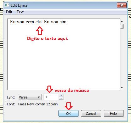 palavra. Há uma outra maneira de incluir a letra de música na partitura.