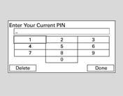 Sistemul handsfree pentru telefon (HFT) (la unele modele) Pentru a schimba codul PIN Introdu codul PIN curent Introdu noul PIN Nu folosi PIN Pentru a elimina un cod PIN Selectaţi PIN number (cod