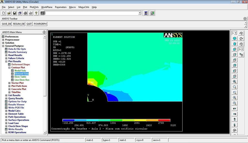 5. SALVANDO ARQUIVOS E SAINDO DO PROGRAMA: No ANSYS Tollbar, clicar em SAVE_DB para salvar no Data Base; Ainda no ANSYS Toolbar, clicar em QUIT