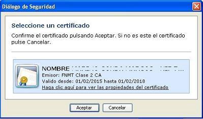 Cálculo débeda tributaria e pagamento Neste intre a aplicación solicitaralle que asine a operación de ingreso. Seleccione o certificado co que desexa asinar e prema en «Asinar».