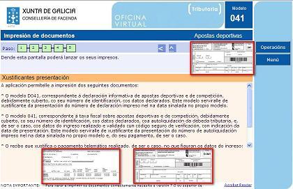 Modelos 041, D-041 e Anexo premios Prema nos gráficos para ver os modelos 041, D-041 e o anexo da relación de premios superiores á cantidade aprobada pola Orde* vixente que regula a taxa fiscal sobre