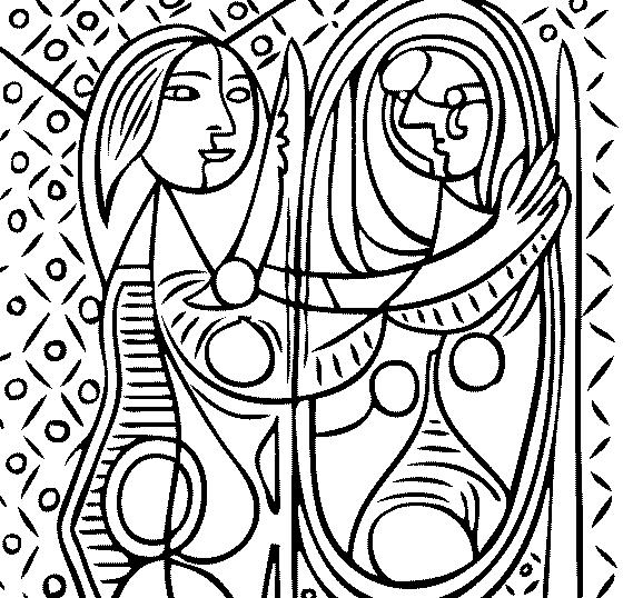 A obra de Pablo Picasso A Mulher no Espelho, é representada geometricamente, no estilo cubista.