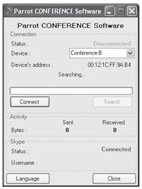 send the contacts to the Parrot CONFERENCE by Bluetooth. Refer to the section entitled «Managing Phonebooks and Contacts».