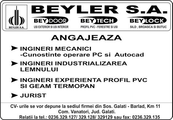 Galati angajeaza: Administrator Retea Cerinte: - Experienta de lucru cu sisteme de operare, aplicatii sau limbaje de programare specifice (de exemplu Windows 2000, XP; Aplicatii office; Windows