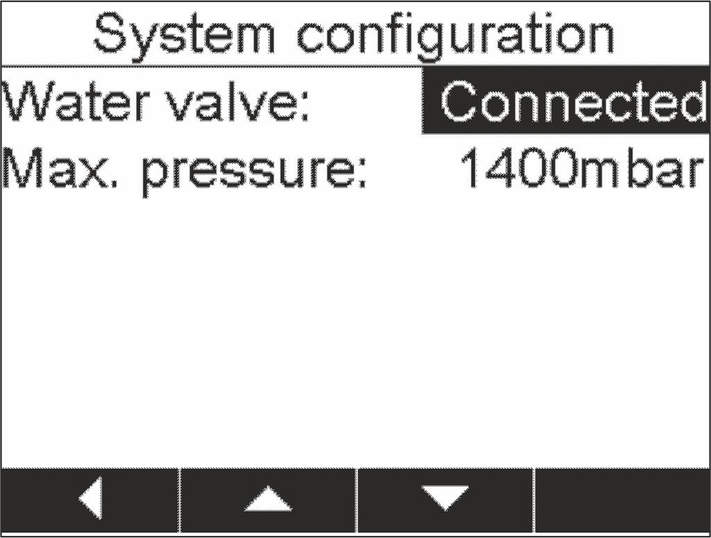 BÜCHI Labortechnik AG Instalação 5 5.4.2 Configuração do sistema As configurações a seguir podem ser ajustadas: Fig. 12: Menu > Configurações > Configuração do sistema Válvula.