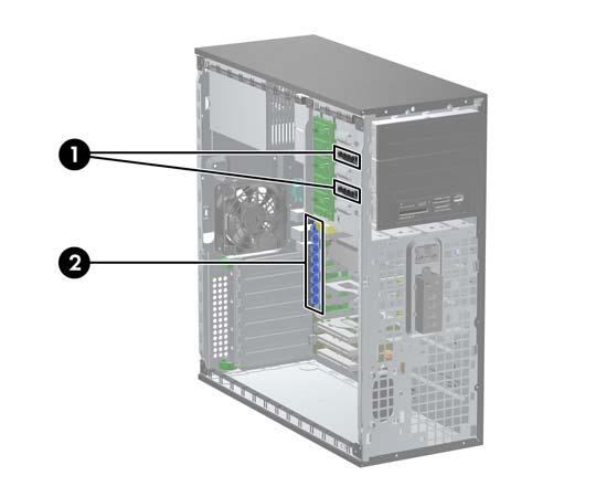 Instalação de unidades adicionais Ao instalar unidades adicionais, siga as seguintes instruções: A unidade de disco rígido primária Serial ATA (SATA) deve estar conectada ao controlador SATA
