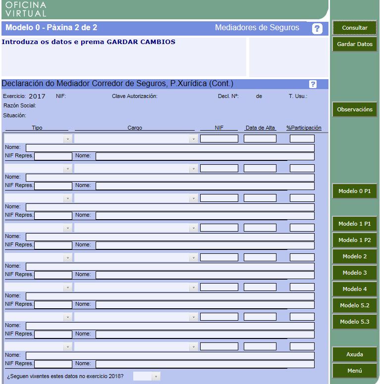 2.2.2. Datos de SOCIOS, ADMINISTRADORES E DIRECCIÓN TÉCNICA Esta pantalla ten varios despregables nos que deberá facilitar información sobre: Socios: A data de alta é a de adquisición da porcentaxe