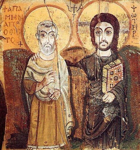 São Apas Menas e Cristo. Bawit (Egito), século VI.