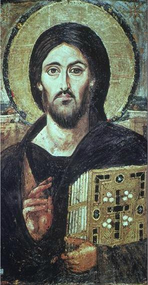 Cristo Pantocrátor, séculos VI-VII. Encáustica, 84,5 x 44,3 cm.