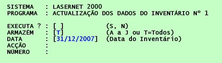 automaticamente ajustamentos do tipo 0 (entradas) e do tipo 3 (saídas) que alinhem o stock mantido pelo Lasernet 2000 com o que é indicado no