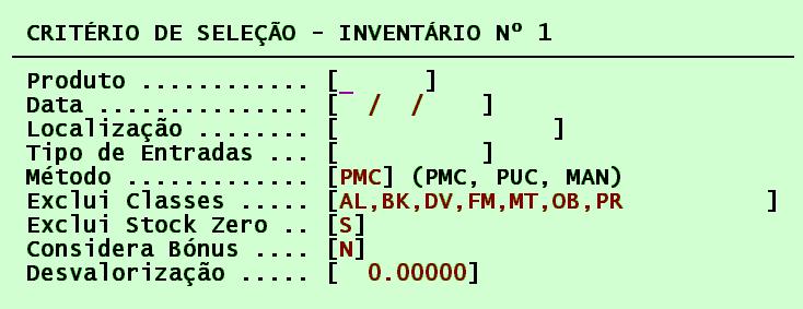 8 MAPAS DE INVENTÁRIO Esta opção serve para produzir Mapas do Inventário.