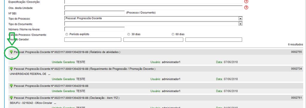 (2), e clique em Pesquisar (3): Caso haja apenas um resultado na pesquisa, o processo será