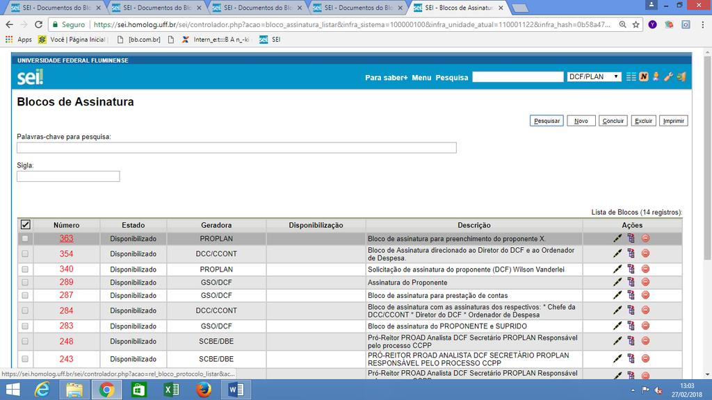 Clique no número do processo