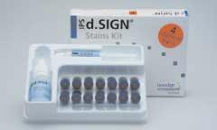 IPS d.sign Stains Kit IPS d.sign Stains Forma de apresentação IPS d.sign Stains Kit 1 IPS d.sign Stains, 1 g., branco. 1 IPS d.sign Stains, 1 g., mogno. 1 IPS d.sign Stains, 1 g., cáqui. 1 IPS d.sign Stains, 1 g., laranja.