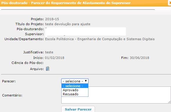 No caso de afastamento do Supervisor menor que 90 dias a