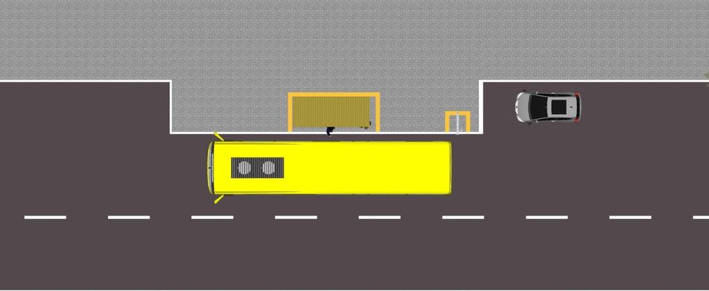 Figura 92: Paradas com guias avançadas vista de topo Figura 93: Estrutura física de pontos de ônibus Sinalização dos pontos de ônibus: Para evitar a prejuízo na operação do transporte coletivo, os