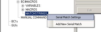 Inicialmente clique com o botão direito do mouse sobre a opção MATCHSTRINGS, e selecione a opção Serial Match Settings (Figura 8).