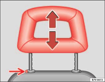 Assentos e porta-objectos 127 Regulação e desmontagem dos encostos de cabeça Para regular os encostos de cabeça, deslocá-los na vertical.