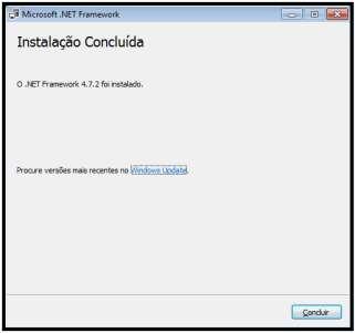 Basta clicar em concluir e reiniciar a máquina para que sejam reiniciadas as novas funções do Netframework.