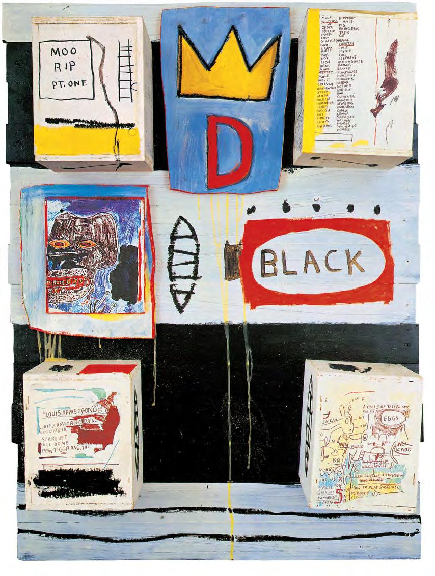 14.A Preto [Black], 1986 Acrílica, tinta a óleo em bastão, colagem de fotocópias e colagem de madeira sobre painel