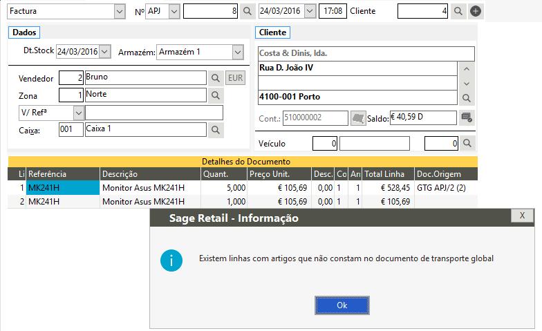 Se existir mais de um documento de transporte global criado para a mesma data e transporte, aquando da finalização do documento, será considerado que o último documento é que deu origem ao documento